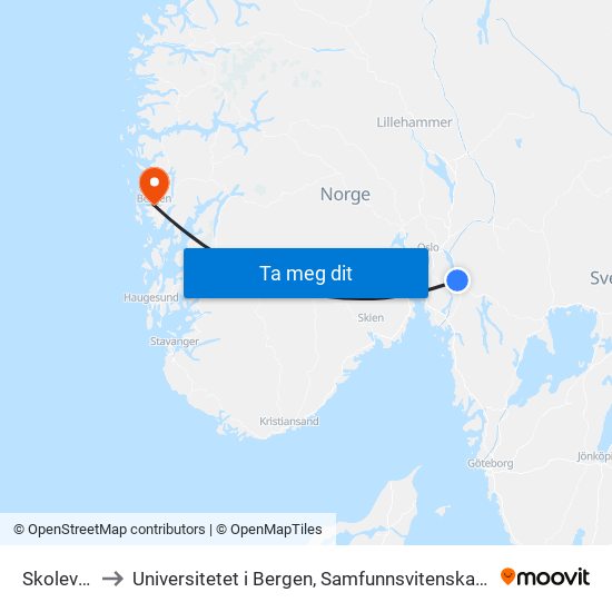 Skoleveien to Universitetet i Bergen, Samfunnsvitenskapelig fakultet map