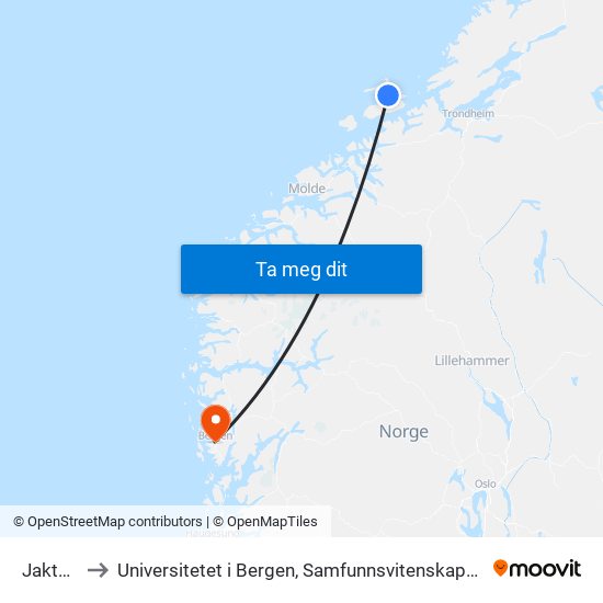 Jaktvika to Universitetet i Bergen, Samfunnsvitenskapelig fakultet map