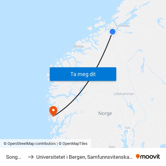 Songmoen to Universitetet i Bergen, Samfunnsvitenskapelig fakultet map