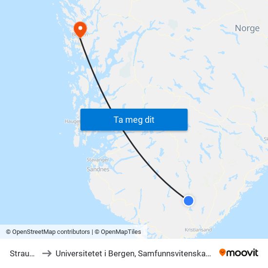 Strauman to Universitetet i Bergen, Samfunnsvitenskapelig fakultet map