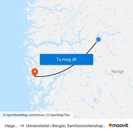 Høgeset to Universitetet i Bergen, Samfunnsvitenskapelig fakultet map