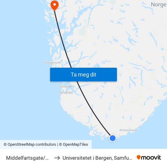 Middelfartsgate/Kallhammerveien to Universitetet i Bergen, Samfunnsvitenskapelig fakultet map