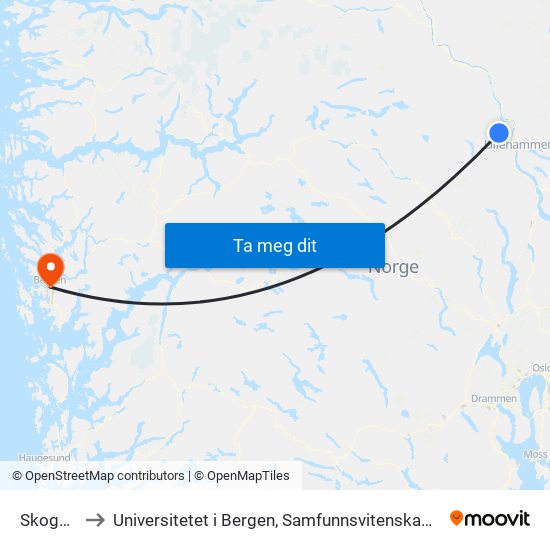 Skogbryn to Universitetet i Bergen, Samfunnsvitenskapelig fakultet map