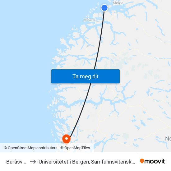 Buråsvegen to Universitetet i Bergen, Samfunnsvitenskapelig fakultet map
