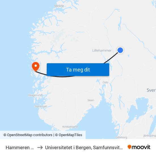 Hammeren Leirsted to Universitetet i Bergen, Samfunnsvitenskapelig fakultet map