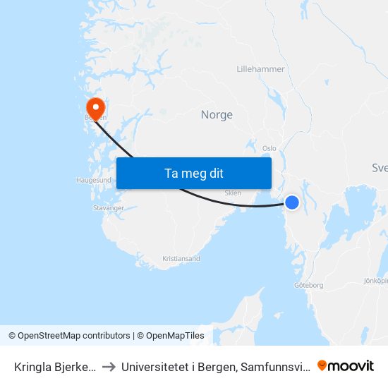 Kringla Bjerkelundveien to Universitetet i Bergen, Samfunnsvitenskapelig fakultet map