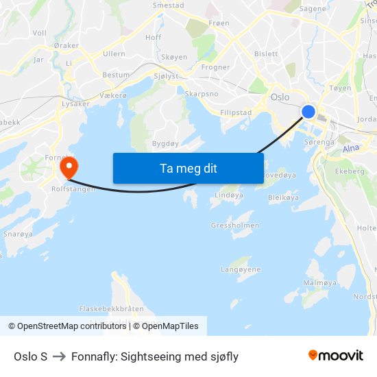 Oslo S to Fonnafly: Sightseeing med sjøfly map