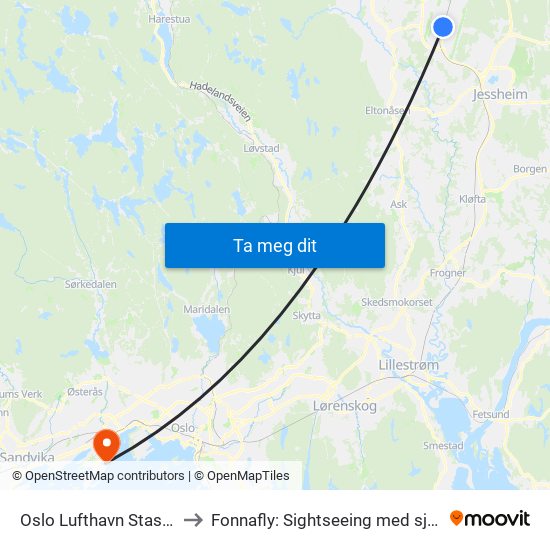 Oslo Lufthavn Stasjon to Fonnafly: Sightseeing med sjøfly map