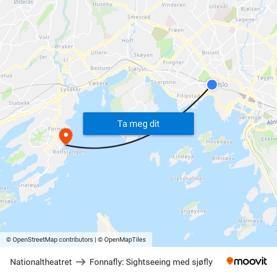 Nationaltheatret to Fonnafly: Sightseeing med sjøfly map