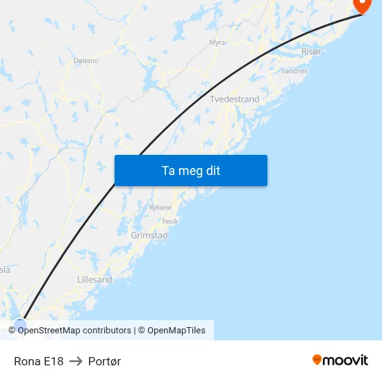 Rona E18 to Portør map