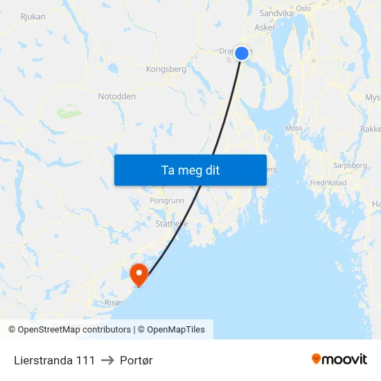 Lierstranda 111 to Portør map