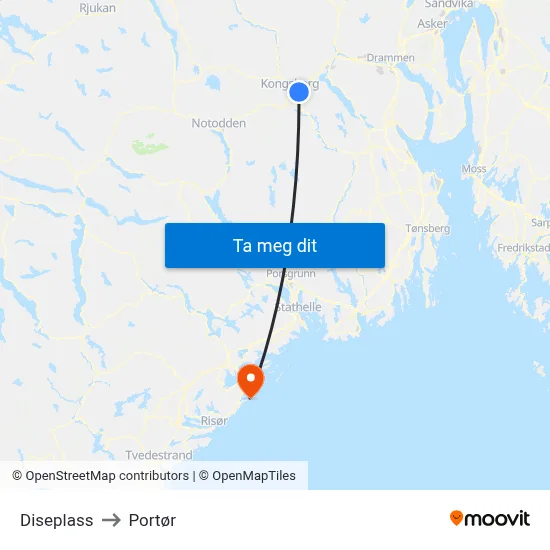 Diseplass to Portør map