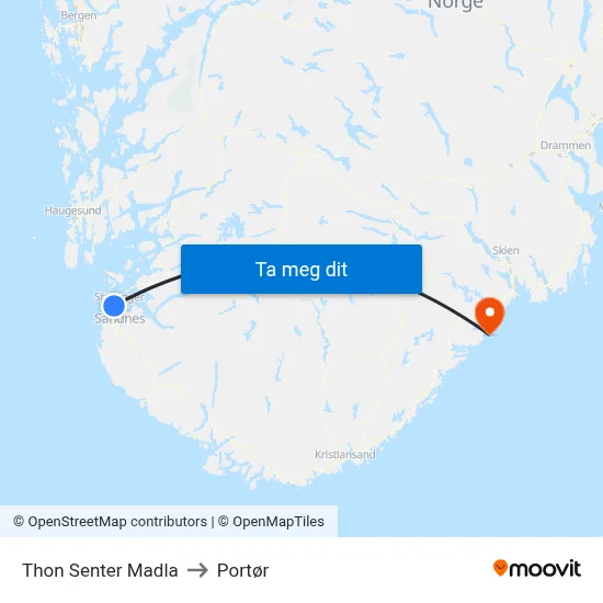 Thon Senter Madla to Portør map