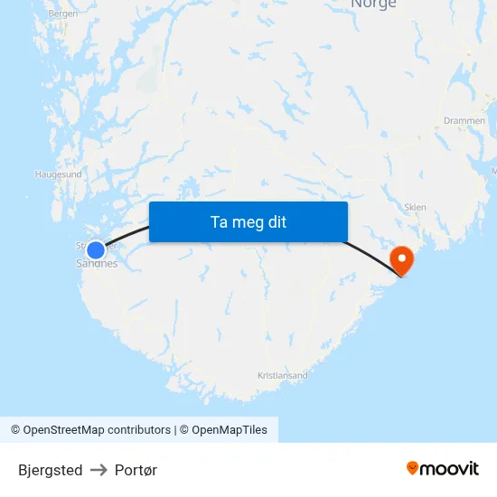 Bjergsted to Portør map