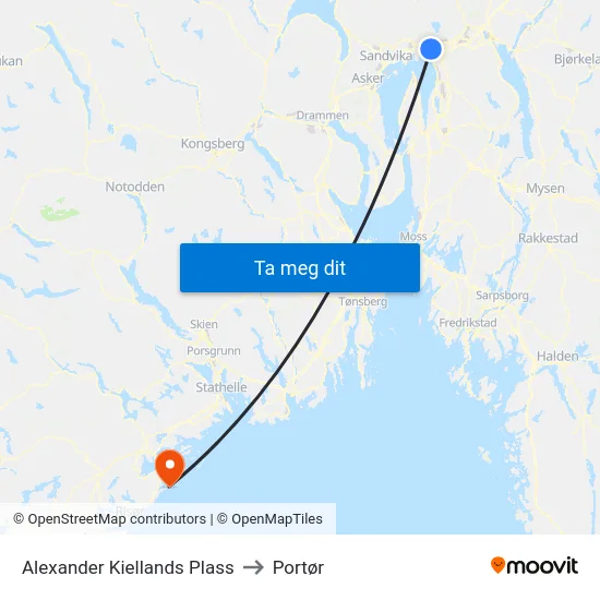 Alexander Kiellands Plass to Portør map