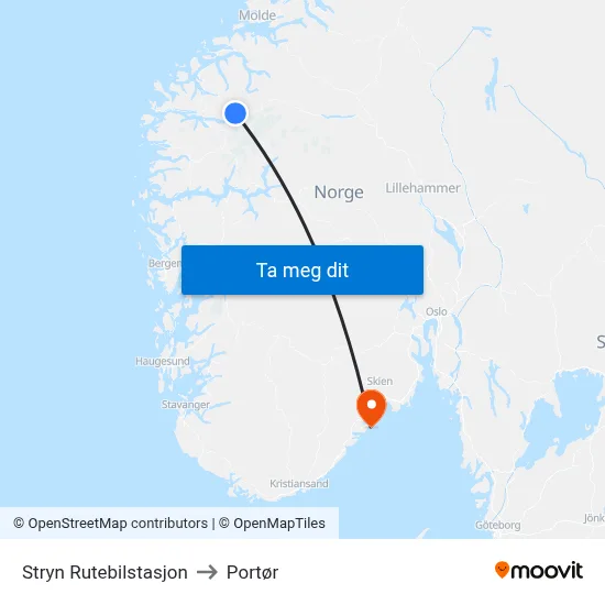 Stryn Rutebilstasjon to Portør map