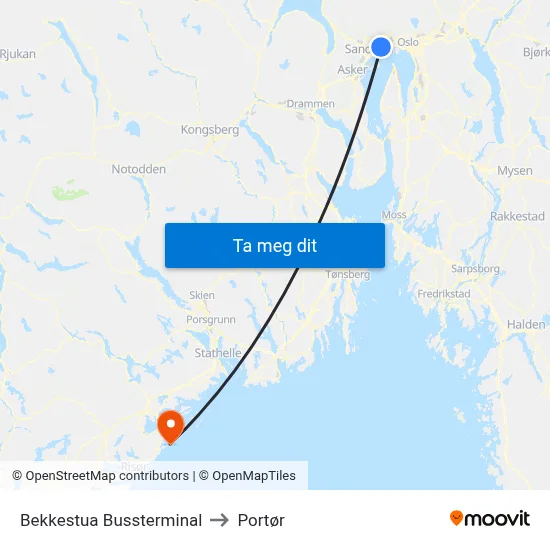 Bekkestua Bussterminal to Portør map