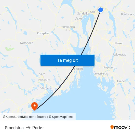 Smedstua to Portør map