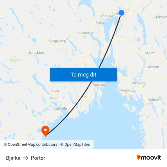 Bjerke to Portør map