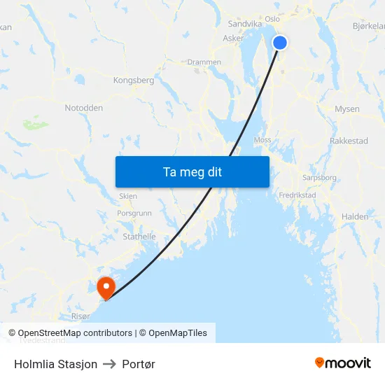 Holmlia Stasjon to Portør map