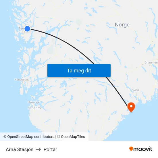 Arna Stasjon to Portør map