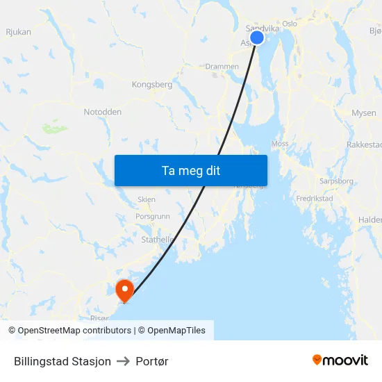 Billingstad Stasjon to Portør map