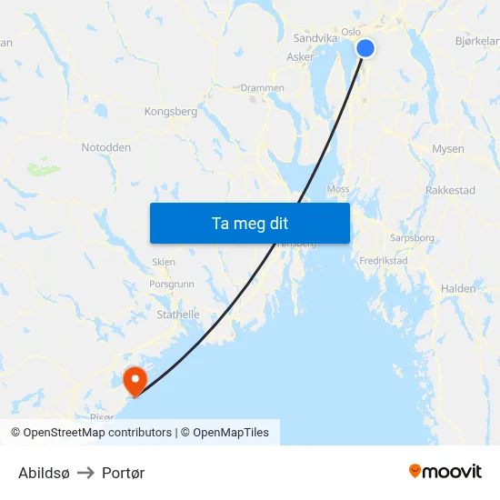 Abildsø to Portør map