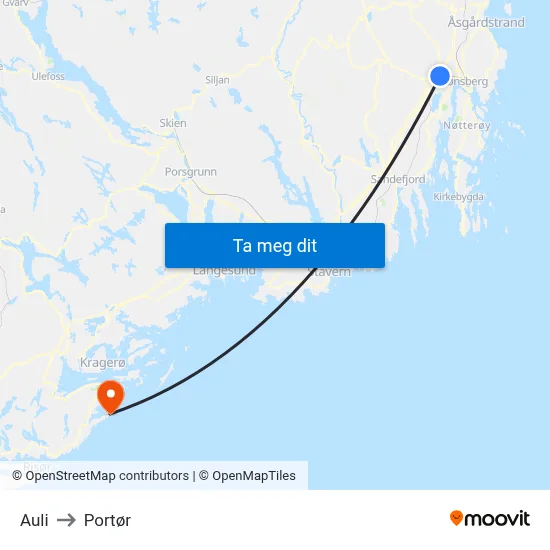 Auli to Portør map