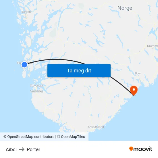 Aibel to Portør map