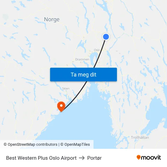 Best Western Plus Oslo Airport to Portør map