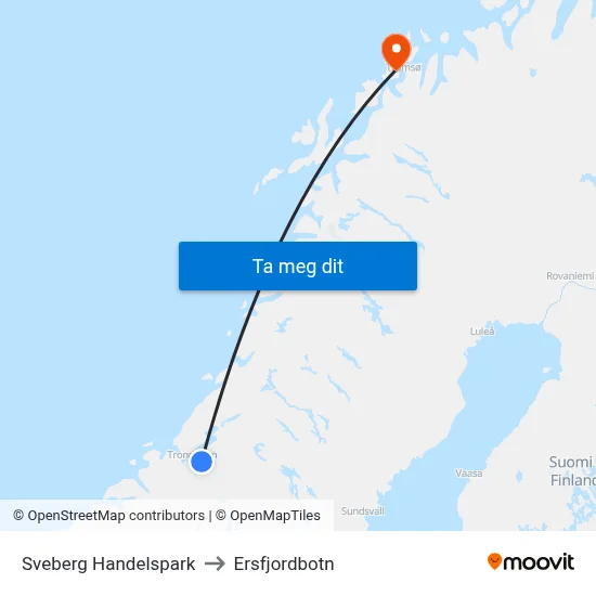 Sveberg Handelspark to Ersfjordbotn map