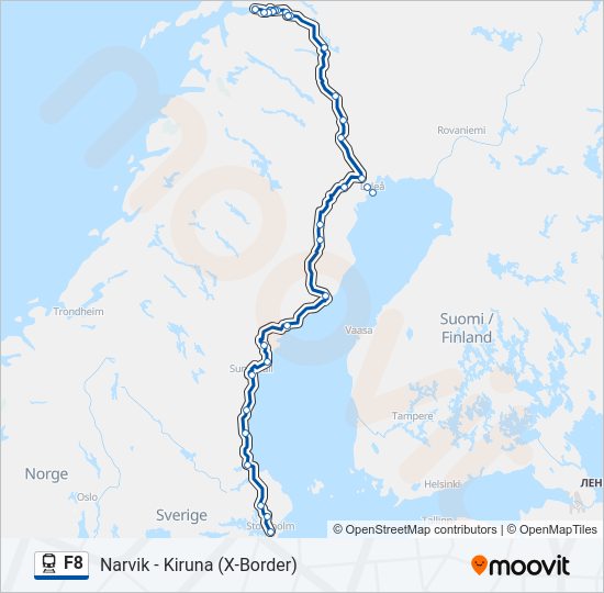 F8 jernbane Linjekart