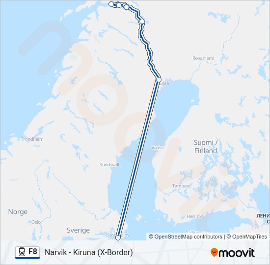 F8 jernbane Linjekart