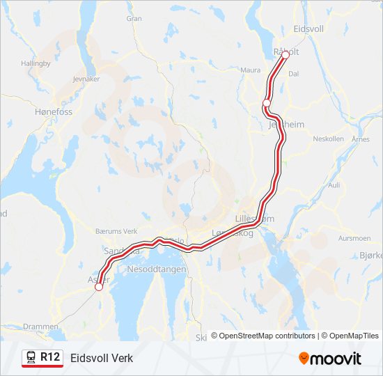R12 jernbane Linjekart