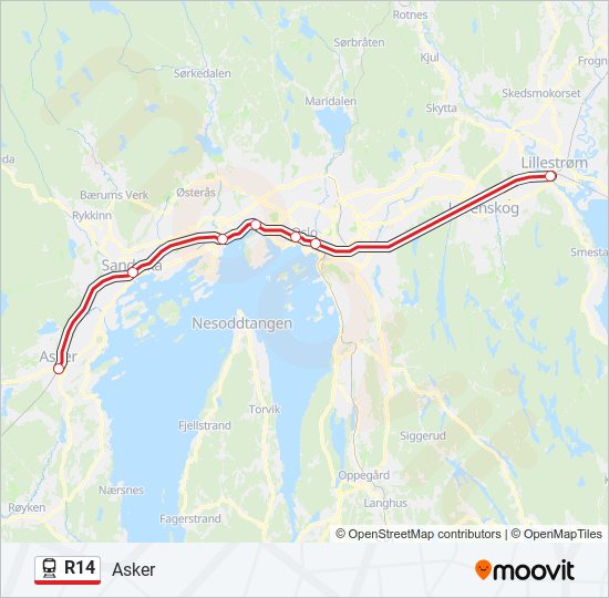 R14 jernbane Linjekart