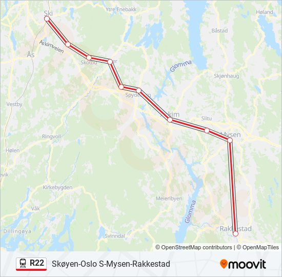 R22 train Line Map