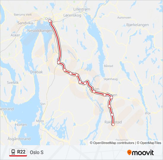 R22 train Line Map