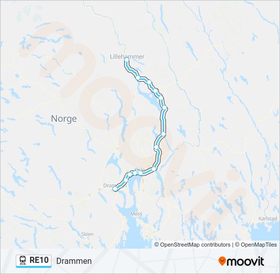 RE10 jernbane Linjekart