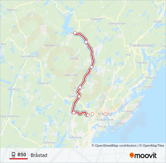 R50 jernbane Linjekart
