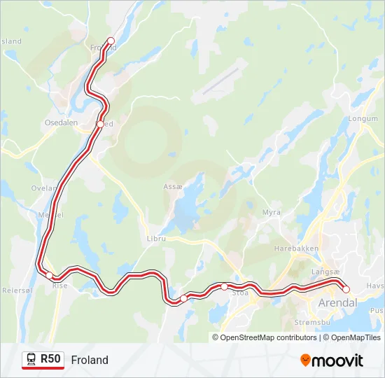 R50 jernbane Linjekart