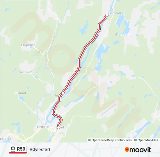R50 jernbane Linjekart