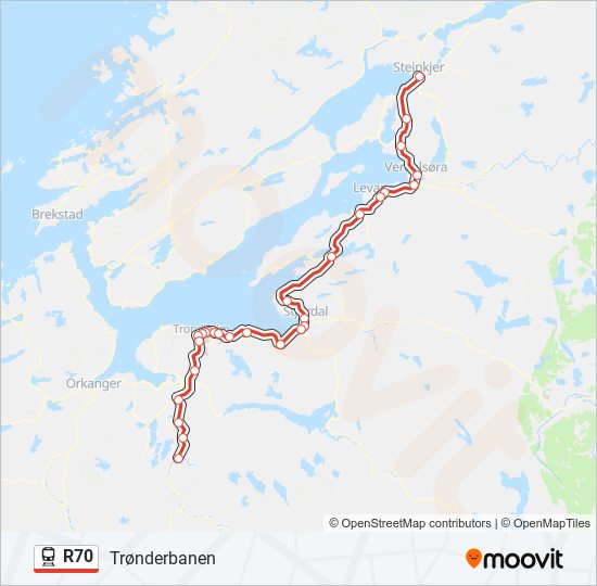 R70 jernbane Linjekart