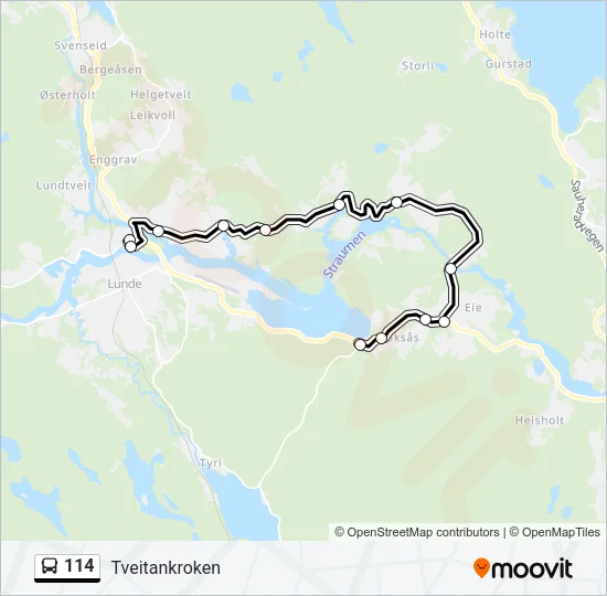 114 Bus Line Map