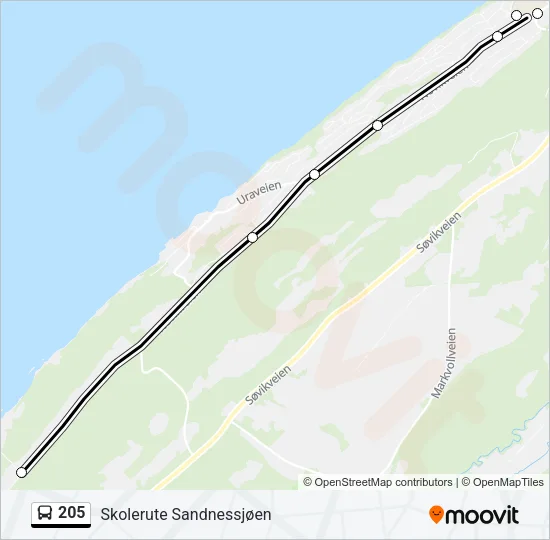 205 Bus Line Map