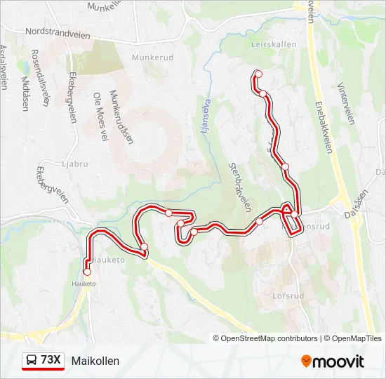 73X Bus Line Map