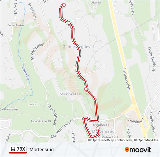 73X Bus Line Map