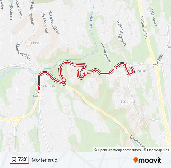 73X Bus Line Map