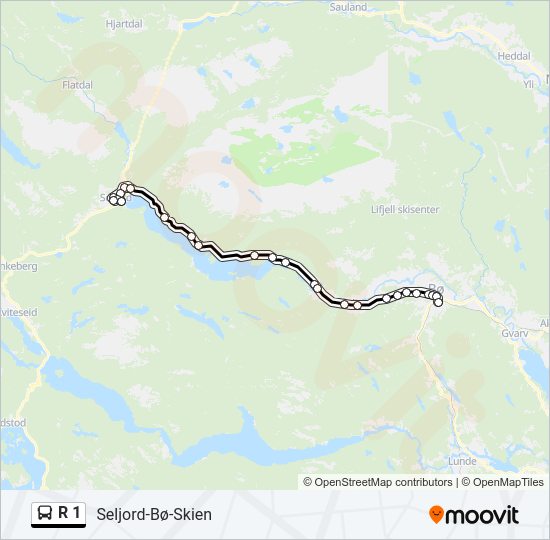 R 1 bus Line Map