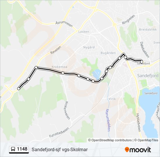 1148 bus Line Map