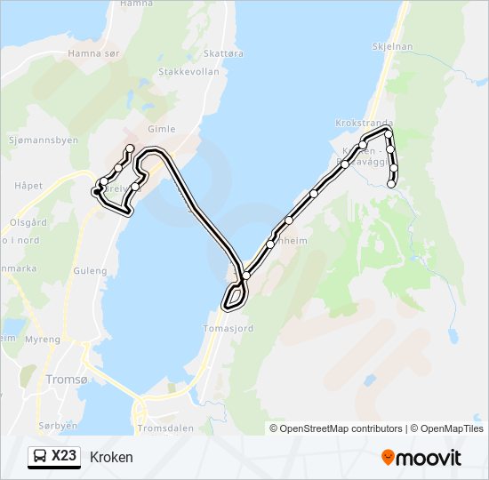 X23 bus Line Map